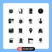 Set of 16 Modern UI Icons Symbols Signs for recorder movie explore camera arrow Editable Vector Design Elements