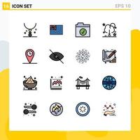 Universal Icon Symbols Group of 16 Modern Flat Color Filled Lines of geo save flag download cloud Editable Creative Vector Design Elements