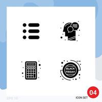 Universal Solid Glyphs Set for Web and Mobile Applications list accounting write human math Editable Vector Design Elements