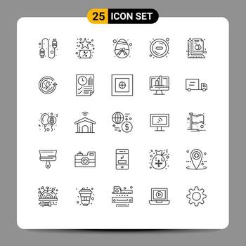 Set of 25 Modern UI Icons Symbols Signs for size measure easter remove delete Editable Vector Design Elements