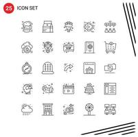 Universal Icon Symbols Group of 25 Modern Lines of sharing group beauty thanksgiving fish Editable Vector Design Elements