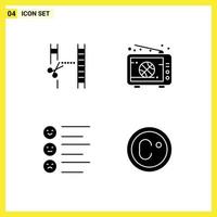 4 Creative Icons Modern Signs and Symbols of cinema format editing live text Editable Vector Design Elements