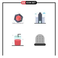 Pack of 4 Modern Flat Icons Signs and Symbols for Web Print Media such as change drink object office sewing Editable Vector Design Elements