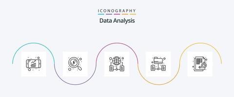 paquete de iconos de la línea 5 de análisis de datos que incluye datos. red. mundial. carpeta. servidor vector