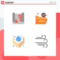 Set of 4 Vector Flat Icons on Grid for location care point folder medicine Editable Vector Design Elements