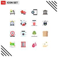 Set of 16 Modern UI Icons Symbols Signs for building business glove bank development Editable Pack of Creative Vector Design Elements