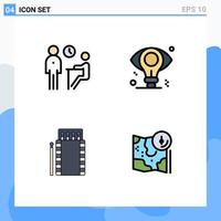 Set of 4 Modern UI Icons Symbols Signs for interview matches people eye fire Editable Vector Design Elements