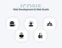 desarrollo web y diseño de iconos del paquete de iconos de glifos de estudio web 5. opciones conversión. investigación. pantalla. computadora vector