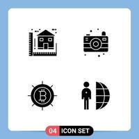 4 Universal Solid Glyph Signs Symbols of blue money home image internet Editable Vector Design Elements