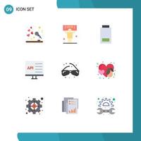 Set of 9 Modern UI Icons Symbols Signs for glasses develop battery computer app Editable Vector Design Elements