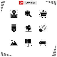 Set of 9 Modern UI Icons Symbols Signs for user rank buy military army Editable Vector Design Elements