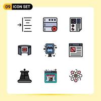 Set of 9 Modern UI Icons Symbols Signs for sign hd page screencinema display Editable Vector Design Elements