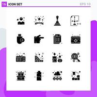 Pictogram Set of 16 Simple Solid Glyphs of add document sale tag development coding Editable Vector Design Elements