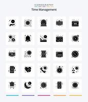 Creative Time Management 25 Glyph Solid Black icon pack  Such As watch. new year. time process. minute. watch vector