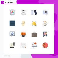 Pictogram Set of 16 Simple Flat Colors of learning hamburger lamp design build Editable Pack of Creative Vector Design Elements