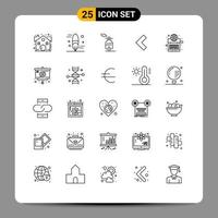 Universal Icon Symbols Group of 25 Modern Lines of internet global painting left arrow Editable Vector Design Elements