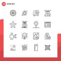 Modern Set of 16 Outlines and symbols such as fable kid switch holiday medicine Editable Vector Design Elements