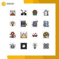 Set of 16 Modern UI Icons Symbols Signs for innovation generation achievement concept shopping Editable Creative Vector Design Elements