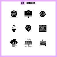 Set of 9 Commercial Solid Glyphs pack for growing finance ecommerce care growth Editable Vector Design Elements