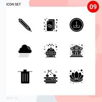 9 Universal Solid Glyph Signs Symbols of transport car application canada cloud Editable Vector Design Elements