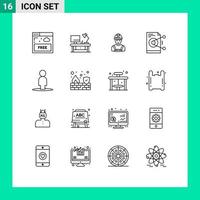 16 Thematic Vector Outlines and Editable Symbols of server sharing worker share supervisor Editable Vector Design Elements