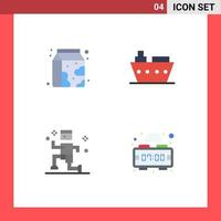 4 Universal Flat Icons Set for Web and Mobile Applications breakfast jogging supermarket sea alarm Editable Vector Design Elements