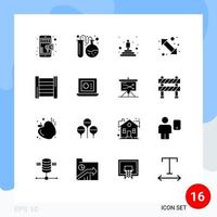 Universal Icon Symbols Group of 16 Modern Solid Glyphs of construction right best left arrow Editable Vector Design Elements