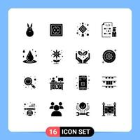 Editable Vector Line Pack of 16 Simple Solid Glyphs of programming development socket develop light Editable Vector Design Elements