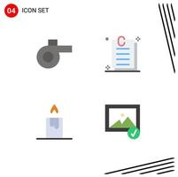 Modern Set of 4 Flat Icons Pictograph of sport selected document fire Editable Vector Design Elements