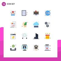 16 Flat Color concept for Websites Mobile and Apps graph bar celebration medical website Editable Pack of Creative Vector Design Elements