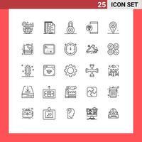 25 User Interface Line Pack of modern Signs and Symbols of programming develop programming coding protection Editable Vector Design Elements