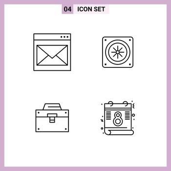 4 Line concept for Websites Mobile and Apps communication box email cooling material Editable Vector Design Elements