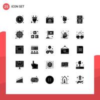 Pictogram Set of 25 Simple Solid Glyphs of app nature hardware easter thanksgiving Editable Vector Design Elements