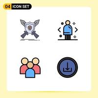 4 Creative Icons Modern Signs and Symbols of badge marketing shield compare group Editable Vector Design Elements