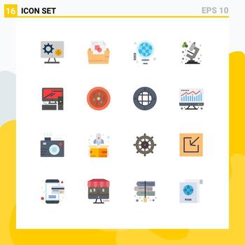 16 iconos creativos signos y símbolos modernos de carpeta de archivo de microscopio de computadora negocio de química paquete editable de elementos creativos de diseño de vectores