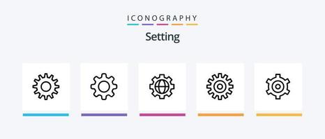 configuración del paquete de iconos de la línea 5 que incluye . rueda. configuración. configuración. engranajes diseño de iconos creativos vector