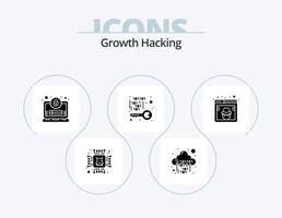 hacking glyph icon pack 5 diseño de iconos. seguridad. llave. servidor. hacker seguro vector