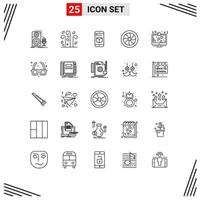 Line Pack of 25 Universal Symbols of display repair wind mechanics technology Editable Vector Design Elements