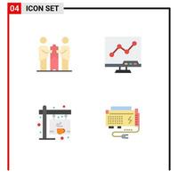 Flat Icon Pack of 4 Universal Symbols of partners collaboration coffee partners chart shop Editable Vector Design Elements