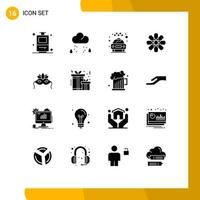 Modern Set of 16 Solid Glyphs and symbols such as venetian mask taxi geography design Editable Vector Design Elements