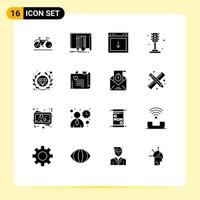 User Interface Pack of 16 Basic Solid Glyphs of light life tools city element Editable Vector Design Elements