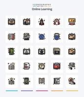 Creative Online Learning 25 Line FIlled icon pack  Such As online. play. learn. learning. e learning vector