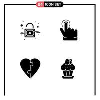 Modern Set of 4 Solid Glyphs and symbols such as lock egg click couple cup Editable Vector Design Elements