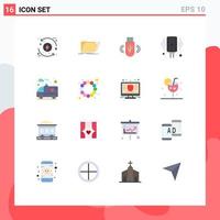 Pack of 16 creative Flat Colors of audio record files microphone data Editable Pack of Creative Vector Design Elements
