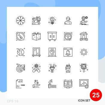 25 Universal Lines Set for Web and Mobile Applications solution linesman easter judge arbiter Editable Vector Design Elements