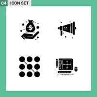 4 Universal Solid Glyph Signs Symbols of business pattern management speaker design Editable Vector Design Elements