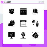 Universal Icon Symbols Group of 9 Modern Solid Glyphs of innovation creative office brainstorming planet Editable Vector Design Elements