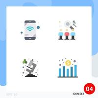 4 Universal Flat Icon Signs Symbols of mobile microscope rescource user chart Editable Vector Design Elements