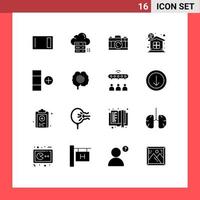 Set of 16 Commercial Solid Glyphs pack for cell money cloud finance photo Editable Vector Design Elements