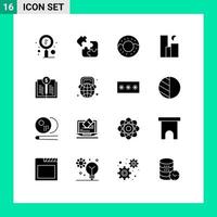 16 Solid Glyph concept for Websites Mobile and Apps book night puzzle moon city Editable Vector Design Elements